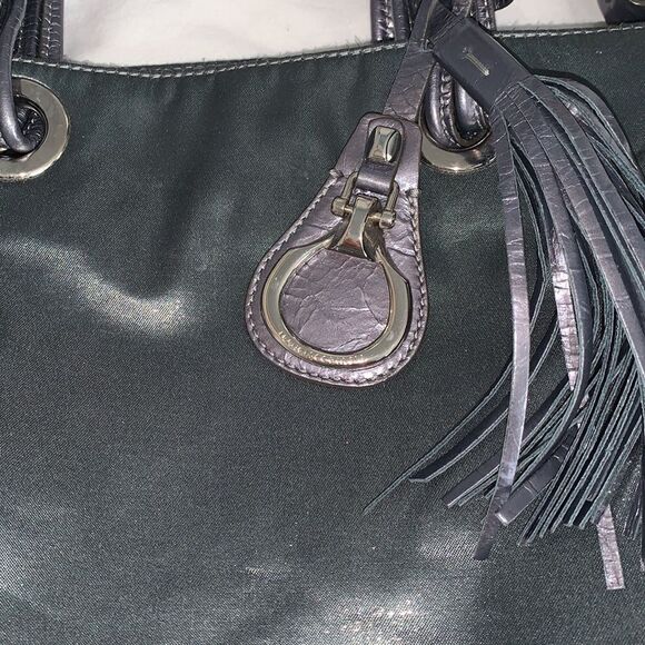 Francisco Biasia metallic gray nylon with leather trim bag - Picture 2 of 5